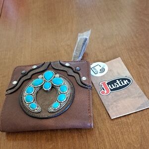 FLASH SALE Justin Brown Wallet with Turquoise Accents